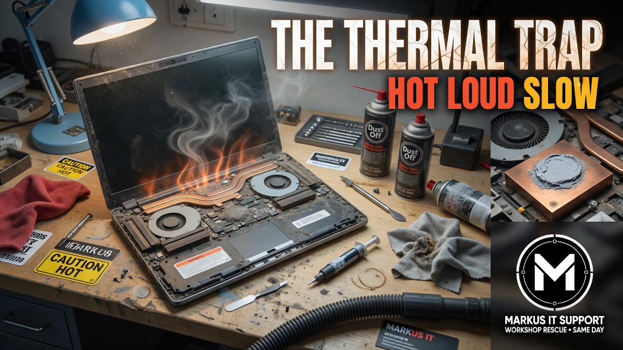 Laptop cooling system and workshop tools for thermal clean and refresh